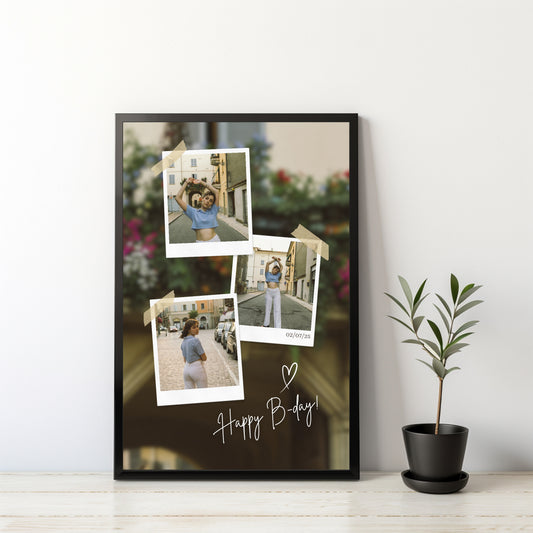 Personalized Polaroid-Style Birthday  Wall Art Photo Collage Frame – A Unique Gift of Memories!