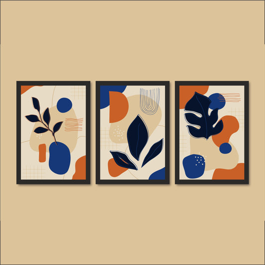 Modern Abstract Botanical Wall Frame Set – Bold Contemporary Home Décor 🌿🎨