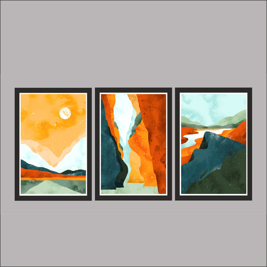 Abstract Canyon Landscape Wall Frame Set – Modern Nature-Inspired Home Décor 🌄✨